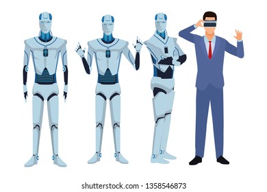 humanoid robot and businessman