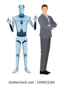 humanoid robot and businessman