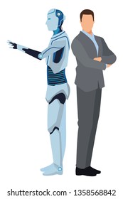 humanoid robot and businessman