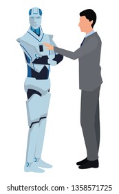 humanoid robot and businessman