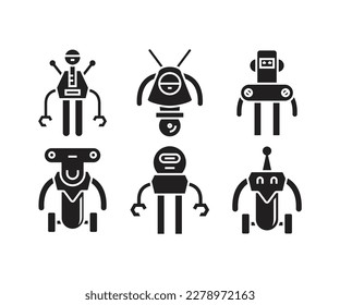 humanoid robot character icons set