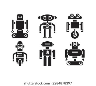 conjunto de iconos de caracteres de robot humanoide
