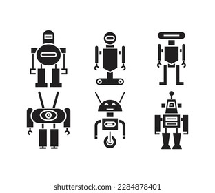 conjunto de iconos de caracteres de robot humanoide