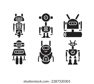 conjunto de iconos de caracteres de robot humanoide