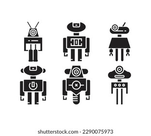 conjunto de iconos de caracteres de robot humanoide