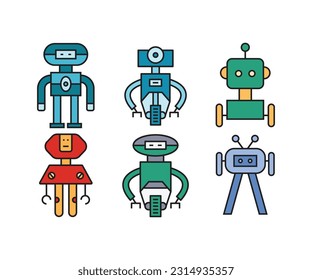 conjunto de iconos de caracteres de robot humanoide