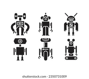 conjunto de iconos de caracteres de robot humanoide