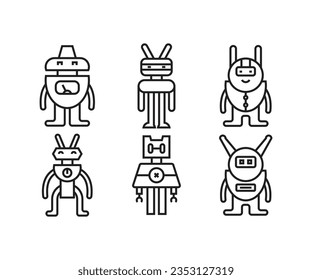 conjunto de iconos de caracteres de robot humanoide