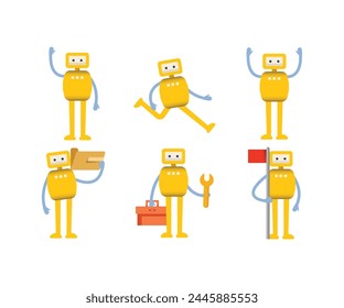 humanoid robot characters in different poses vector illustration