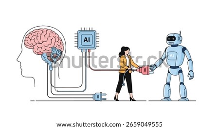 Humanoid robot connects with artificial intelligence brain for future collaboration and innovation