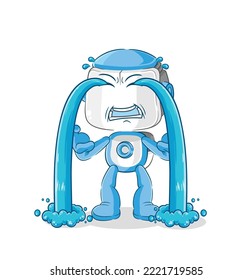 the humanoid robot crying illustration. character vector