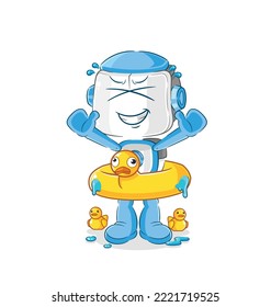 the humanoid robot with duck buoy cartoon. cartoon mascot vector