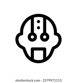 Humanoid robot. Editable stroke vector icon.