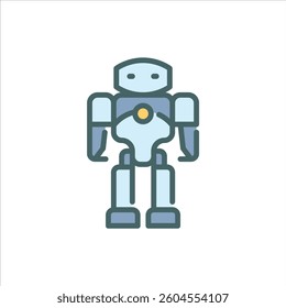 Humanoid Robot filled outline icon. Humanoid Robot color line illustration.
