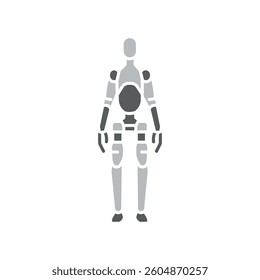 Humanoid robot flat icon. Vector isolated element. 