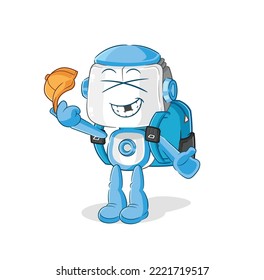 the humanoid robot goes to school vector. cartoon character
