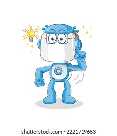 the humanoid robot got an idea cartoon. mascot vector