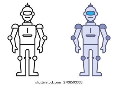 Ícone robô humanoide. Ilustração plana.