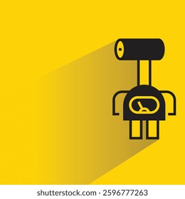 humanoid robot icon on shadow yellow background