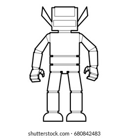 Humanoid robot icon in outline style isolated on white vector illustration