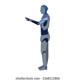 humanoid robot icon over white background, vector illustration
