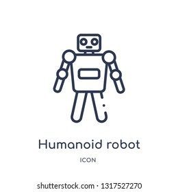 humanoid robot icon from technology outline collection. Thin line humanoid robot icon isolated on white background.