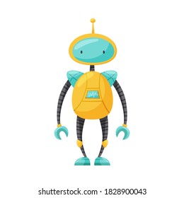Humanoid or Robot with Iron Limbs and Antenna as Artificial Intelligence Vector Illustration