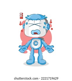 la mascota de batería baja del robot humanoide. vector de dibujos animados