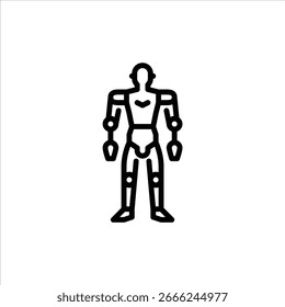 humanoid robot outline icon. humanoid black line illustration.