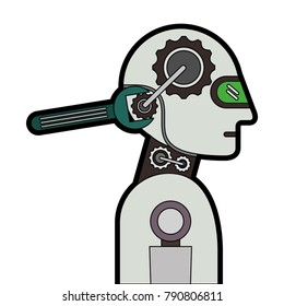 humanoid robot profile with wrench
