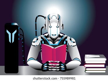 Humanoid Robot Reading Book