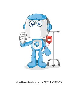 the humanoid robot sick in IV illustration. character vector