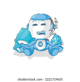 the humanoid robot sleeping character. cartoon mascot vector