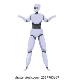 Humanoid robot standing with open arms, showcasing advanced robotics and artificial intelligence