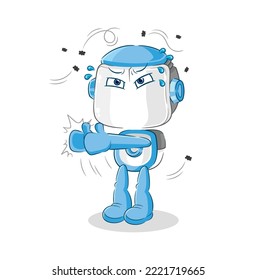 the humanoid robot swat fly character. cartoon mascot vector