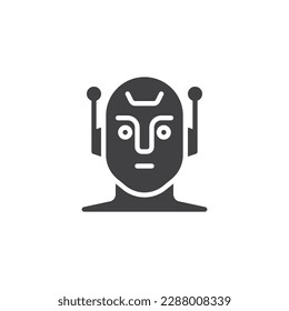 Humanoide Roboter, Vektorsymbol. volles Flachzeichen für mobiles Konzept und Webdesign. Robot-Glyphsymbol. Symbol, Logo-Abbildung. Vektorgrafik
