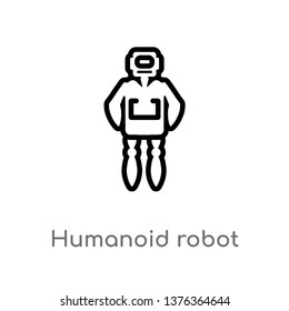 humanoid robot vector line icon. Simple element illustration. humanoid robot outline icon from technology concept. Can be used for web and mobile