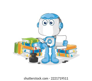 the humanoid robot writer vector. cartoon character