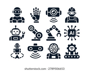 Humanoid Robotics Bold Filled Vector Icon Pack