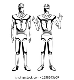 humanoid robots avatar black and white