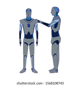 humanoid robots icon over white background, artificial intelligence design , vector illustration