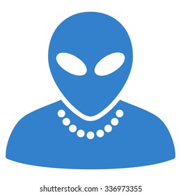 Humanoid vector icon. Style is flat cobalt symbol, rounded angles, white background.