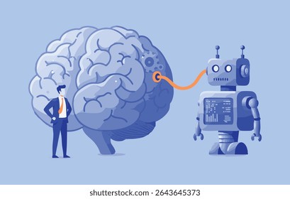 Human-Robot Collaboration A Flat Illustration Depicting the Seamless Integration of Artificial Intelligence and Human Cognition in Modern Technology	
