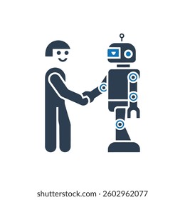 Human-Robot Interaction Icon On White Background
