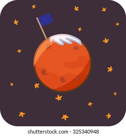 Humans arrived Mars flat vector illustration
