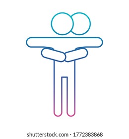 humans avatars hugging degraded line style icon design of love passion and romantic theme Vector illustration