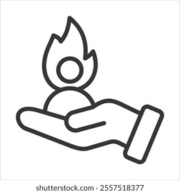 Humans Burning Outline Icon Vector Illustration