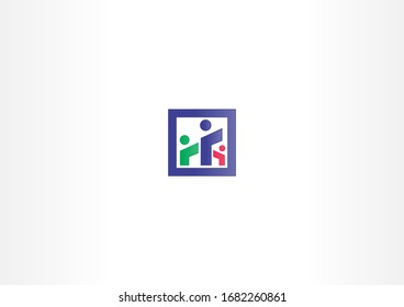 Plantilla de diseño del logotipo de los seres humanos en los vectores de círculo. Logo de personas coloridas