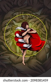 Humans in the devils arms vector illustration