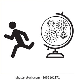 Humans and earth are full of viruses. Humans and earth symbol. Flat design. Stock - Vector illustration